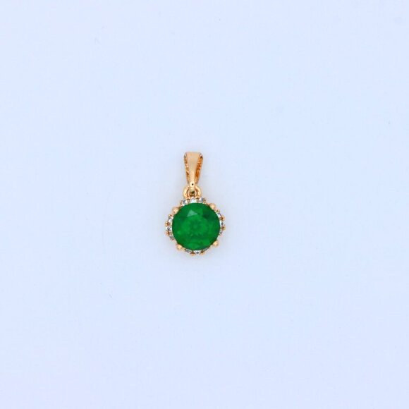 "Round Green Gemstone Pendant in Rose Gold – Elegant & Versatile, XPPT1325 - Picture 9 of 13
